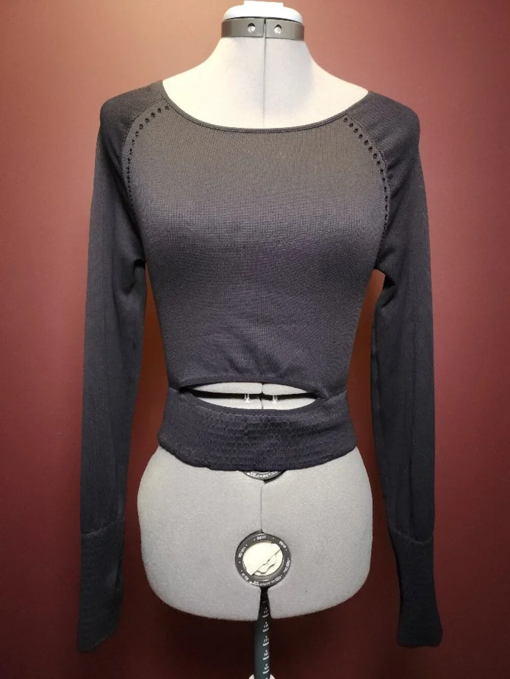 Free People Movement Black Crop Top - Cut It Out Long-Sleeve - M